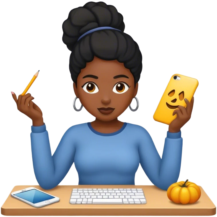 Black woman creating  emoji