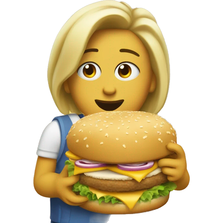 Galinha Pintadinha eating Big Mac emoji