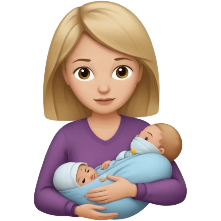 Dark blond haired mom with Bron newborn baby emoji