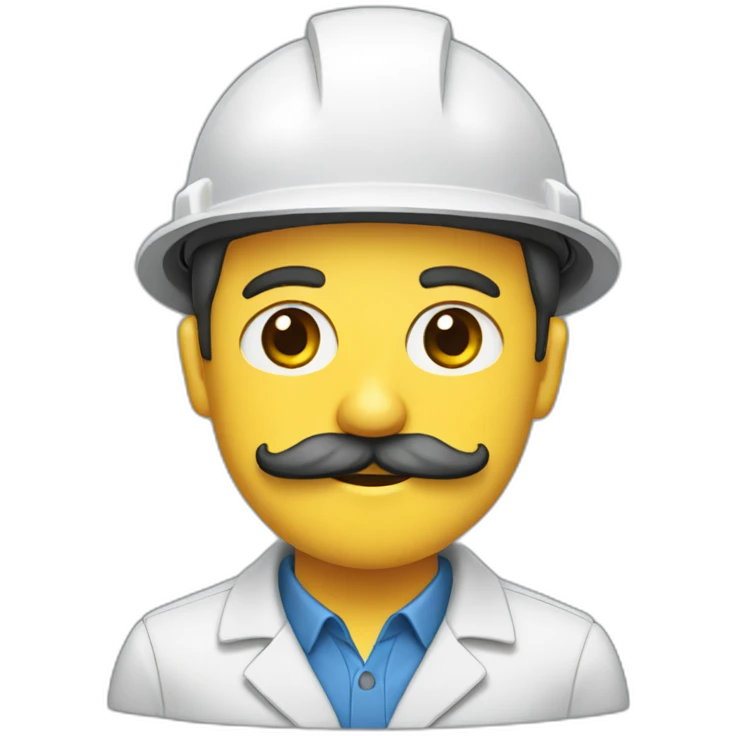 An engineer in engineers' clothing with a mustache emoji