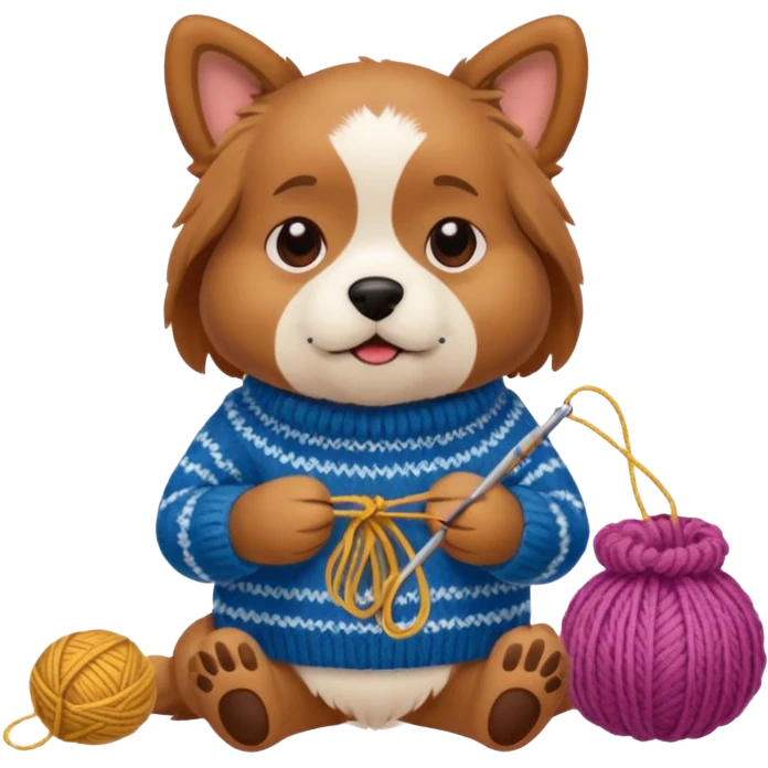 dog knitting a sweater emoji
