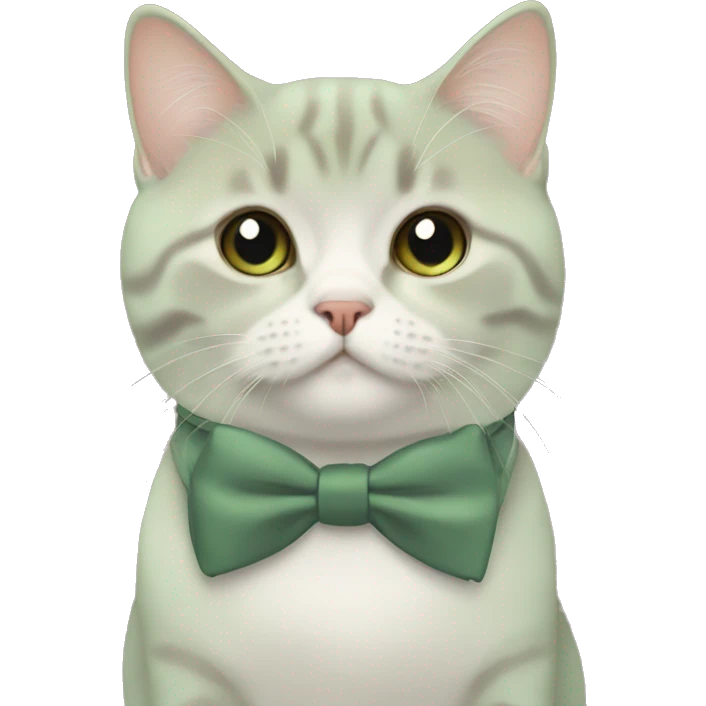 Aesthetic fat British short hair with sage green bow tie emoji