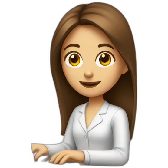 programmer girl with brown hair working on computer emoji