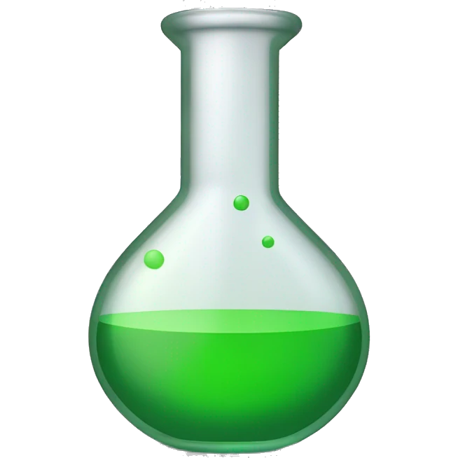 Science experiment beaker with green liquid slightly tipped to the right emoji