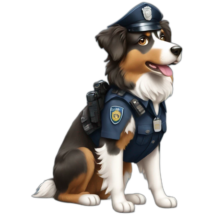 Australian Shepherd in Police Uniform Full portrait emoji
