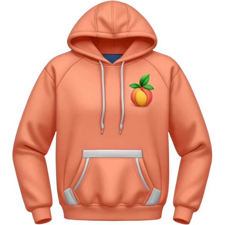 A 3D cartoon peach-coral hoodie with soft folds, drawstrings, and a casual fit, isolated plain background. emoji