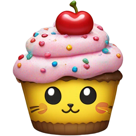 Hello kitty holding a cute cupcake emoji