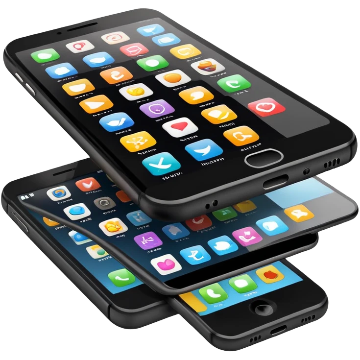 smartphone with app icons emoji