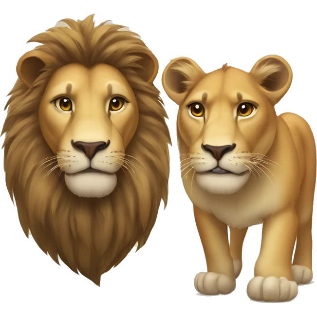 Lion and lioness  emoji