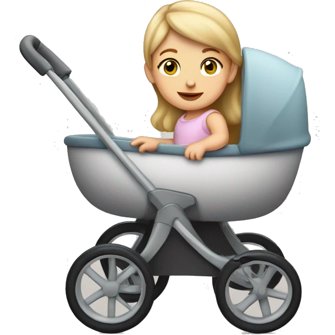 A one-year-old white girl riding in a stroller. emoji