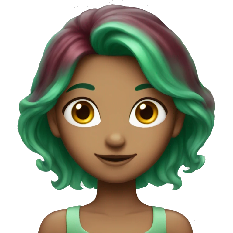 fairy with maroon hair and green eyes  emoji