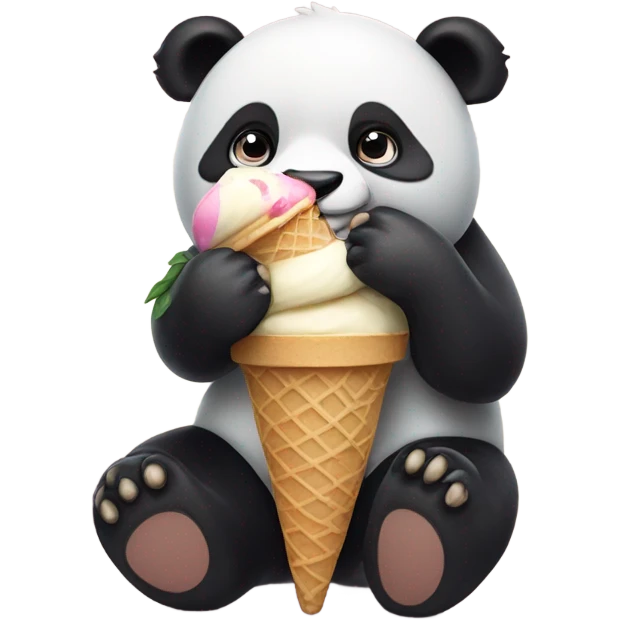 Panda eating ice cream emoji