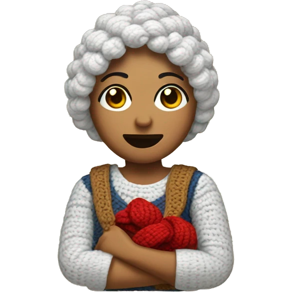 Una mujer teniendo a crochet emoji
