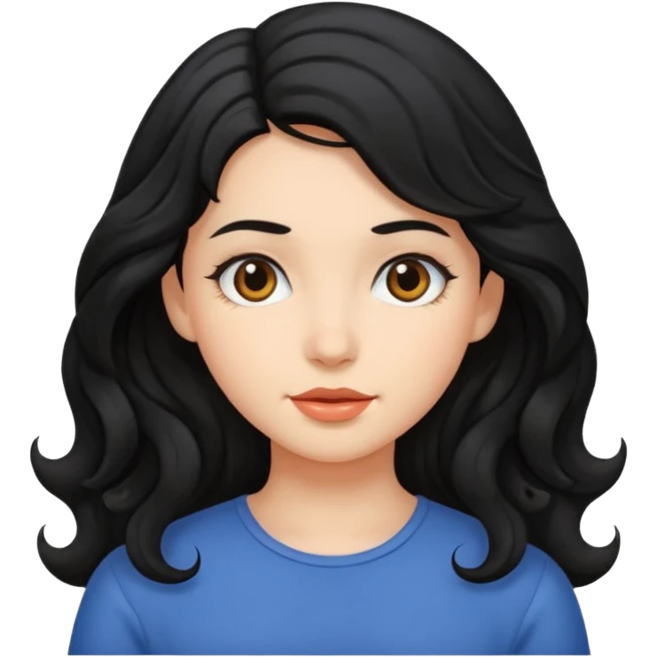 A girl with a little bit of wavy hair and black hair emoji
