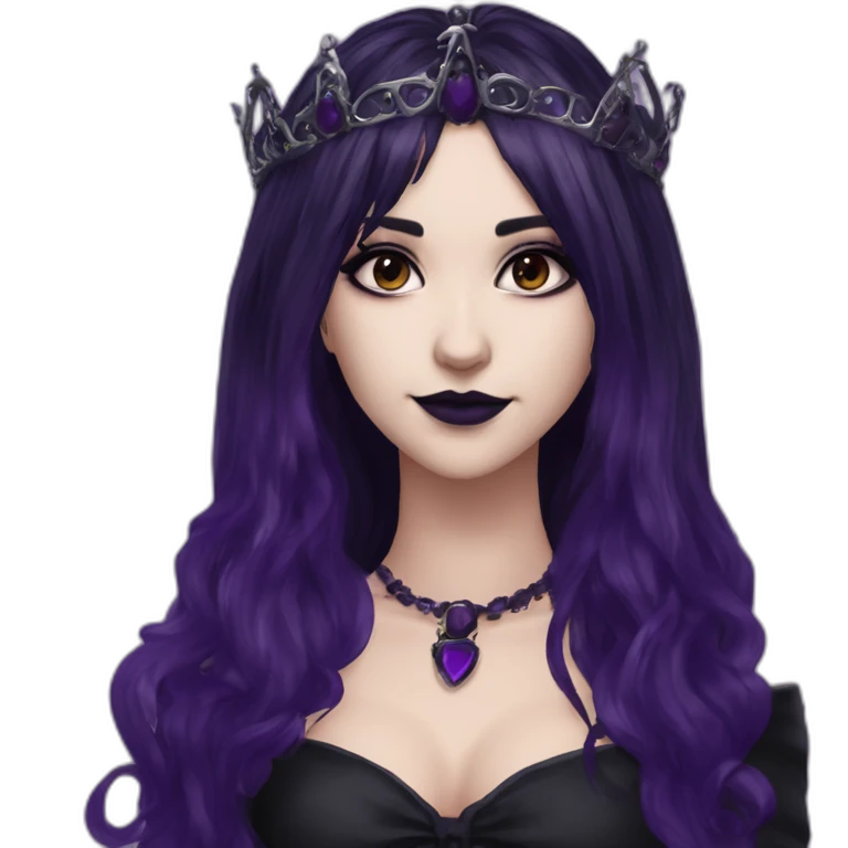Elissabat-with-bangs-long-hair-dark-purple-and-black-vampire-goth-makeup-crown-pinkeyes emoji