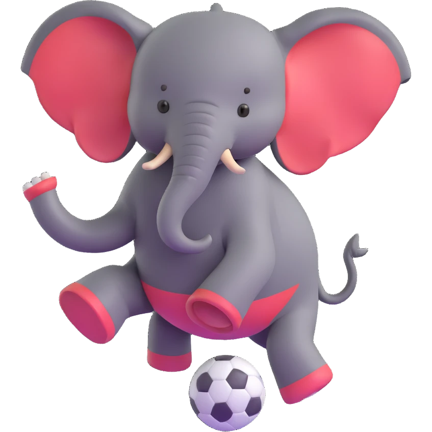 elephant playing soccer emoji