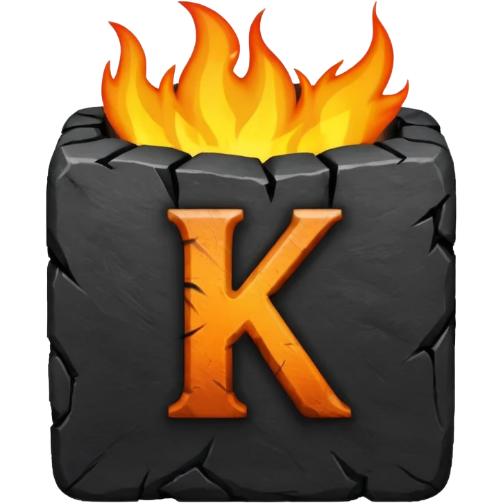 burning coal square with letter K on it emoji