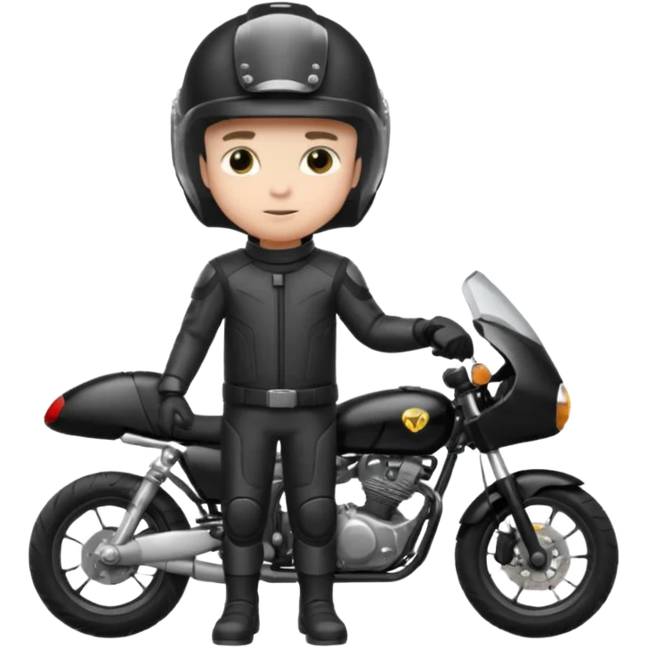 A boy stand with Motorbike emoji