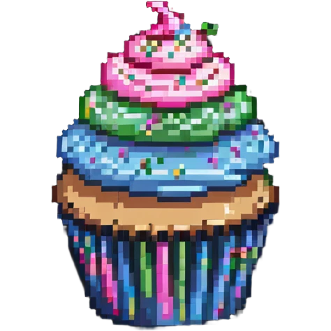 cupcake with pink icing and colorful sprinkles emoji