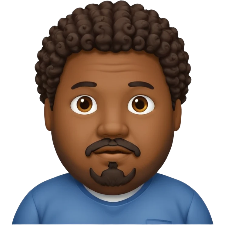Chubby guy with goatee dark skin and curly hair emoji