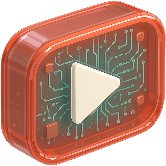 island YouTube play button, glossy circuit style emoji