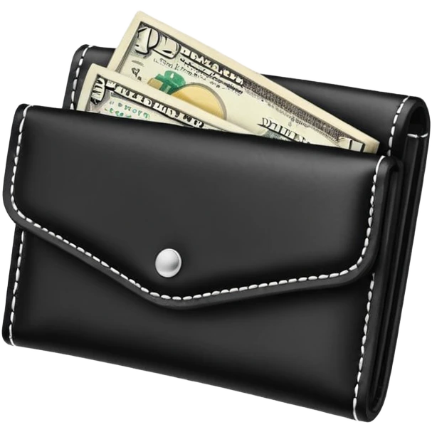 blow wallet with a single one dollar bill inside, just one dollar emoji