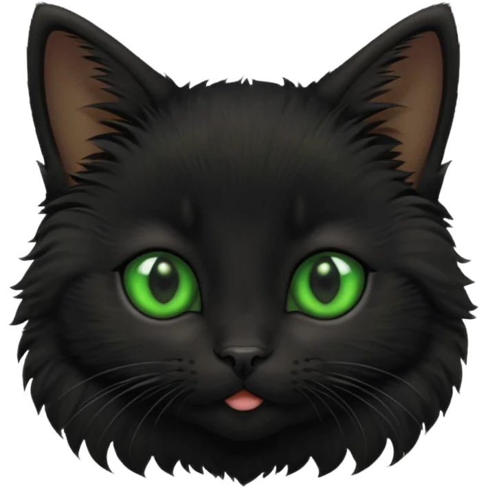 A photo-realistic digital illustration of a black kitten emoji