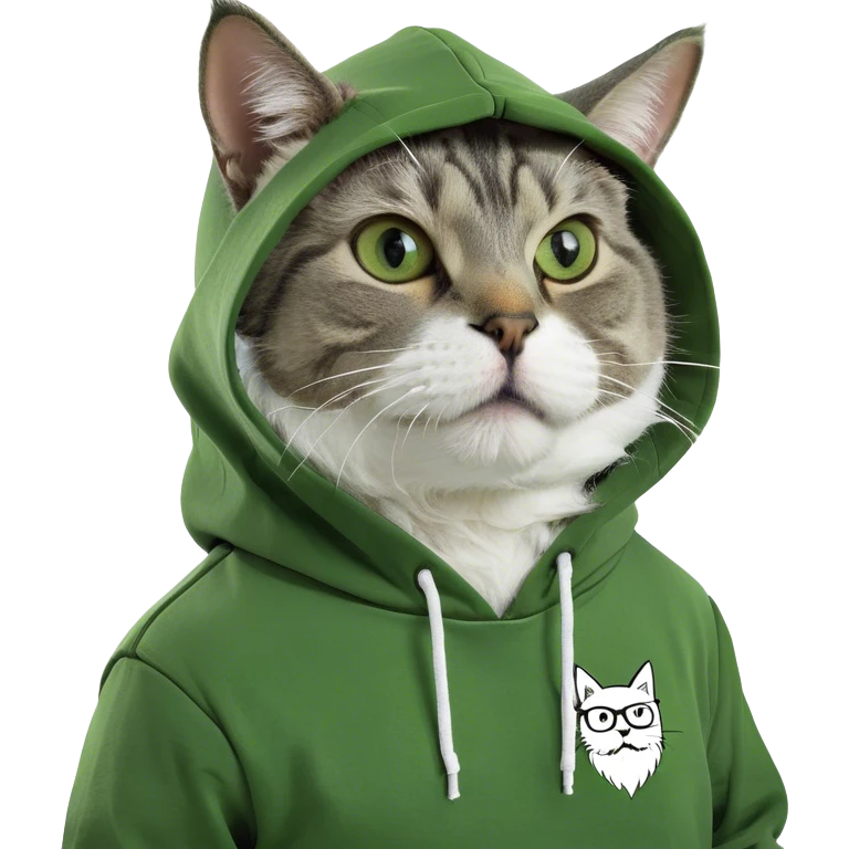 Cat with beard and hoodie emoji