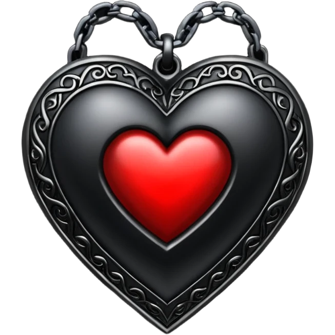 realistic gothic heart with a black chain emoji