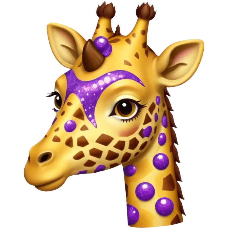 Girafa com colar roxo com glitter emoji