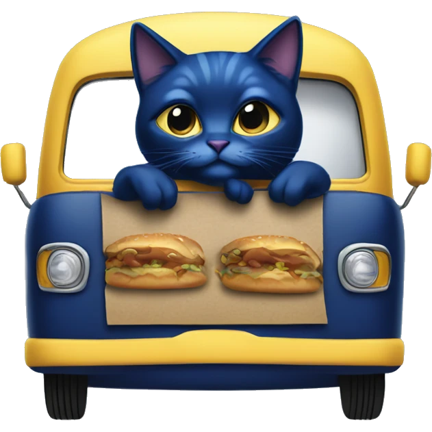 Dark blue Catgirl’s themed lowrider food truck  emoji