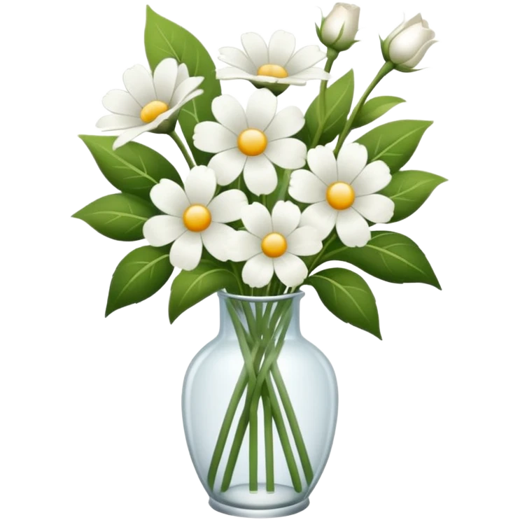 White flower bouquet in a glass vase emoji