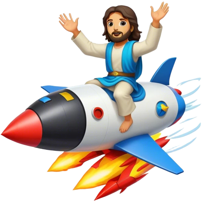 Jesus riding a rocket black ship boom! emoji
