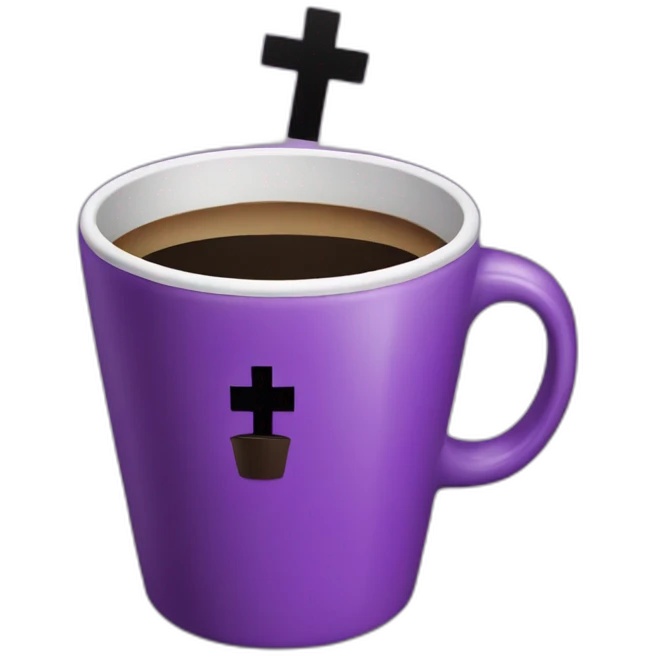 Purple coffee cup with black cross on it emoji