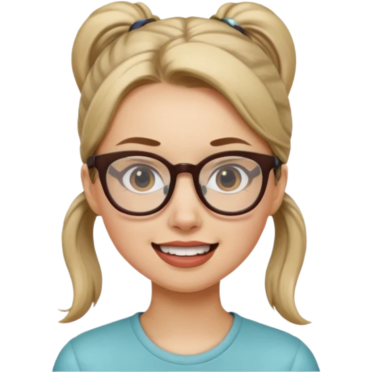  안경쓰고 덧니있는 사람 여자 포니테일 emoji