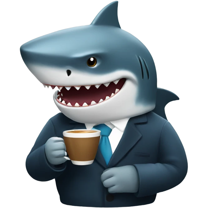 shark drinking espresso emoji