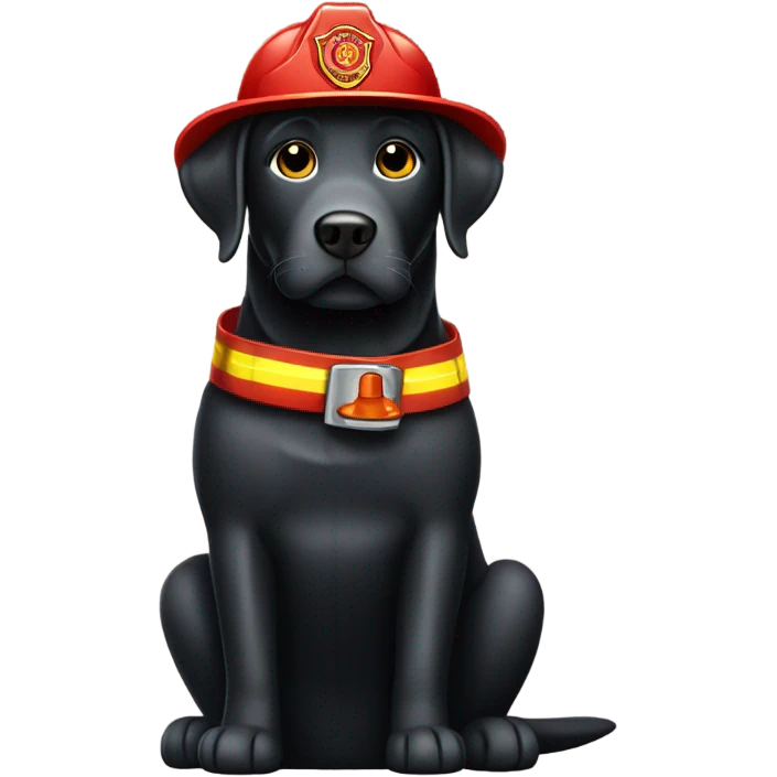 Black lab with fireman’s hat  emoji
