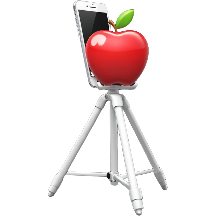 3D Apple-style emoji of a white tripod holding  emoji