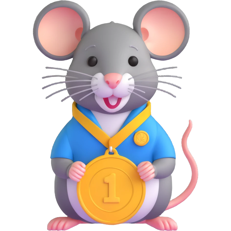 rat with a gold medal and ribbon emoji