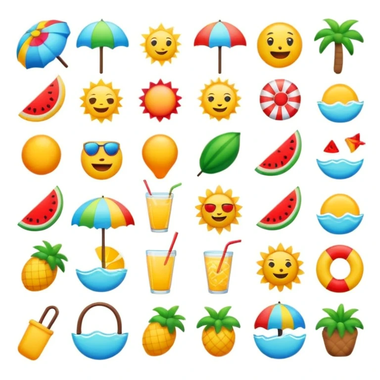 I want a summer themed emoji set emoji