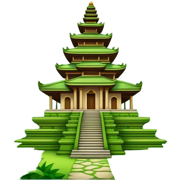 An iphone emoji of a temple in Bali in the middle of the forest emoji