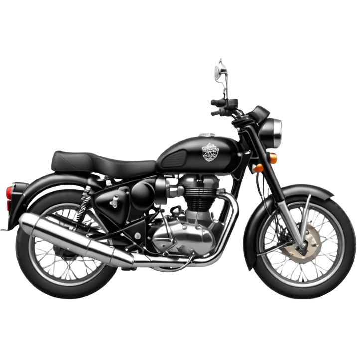 Black royal Enfield with white logo facing left side emoji