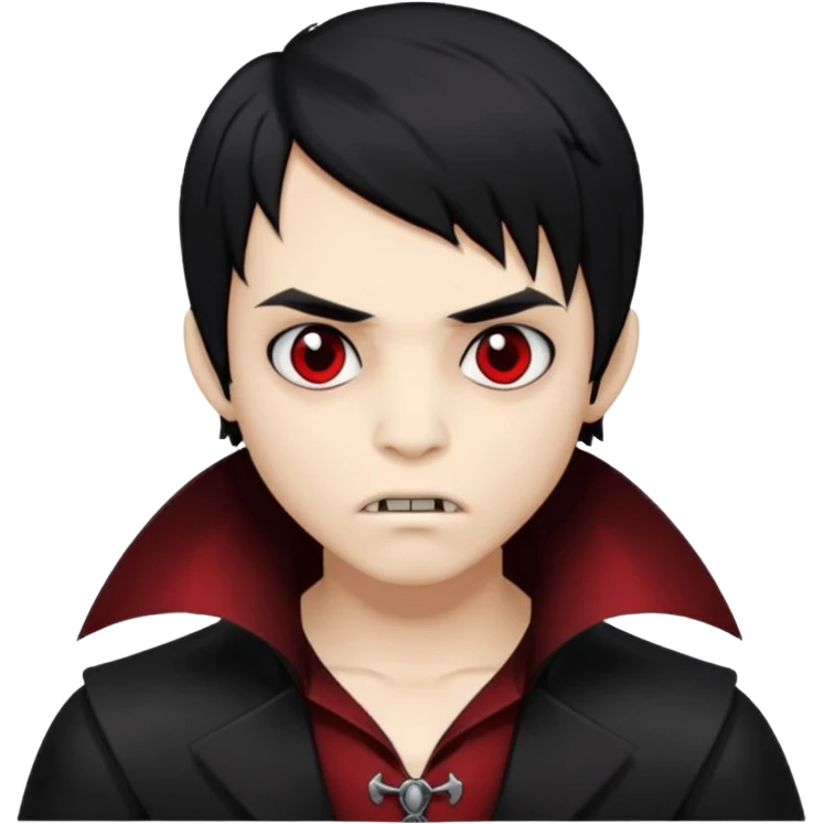 Boy, Vampire, Black Hair, medium long, emo, dark, spooky, clear brown skin emoji