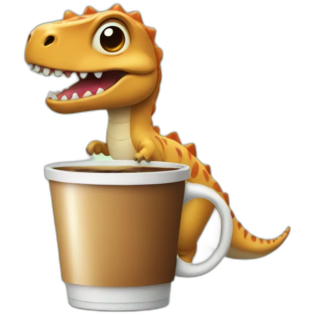 dino with coffee emoji