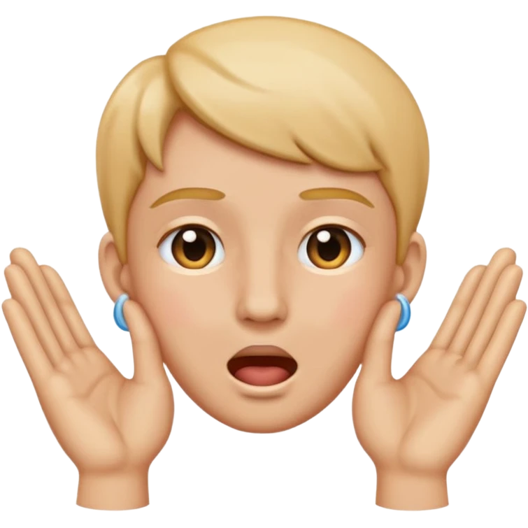Hands inside ear above drooling emoji emoji