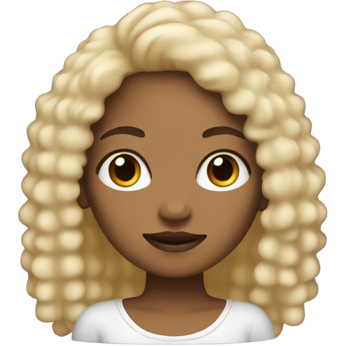 Tan girl with black and blonde afro emoji