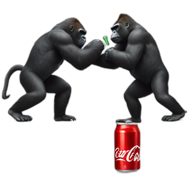 Gorilla fighting over coca cola emoji