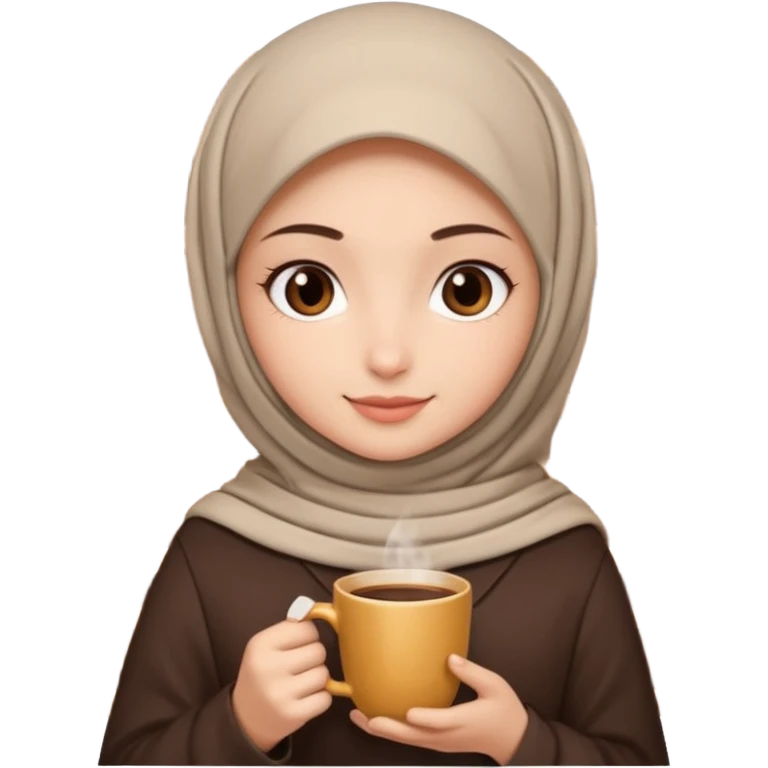 Muslim girl with coffe and books emoji