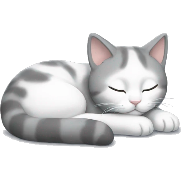 Grey and white kitty sleeping  emoji
