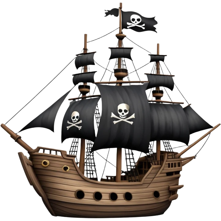 pirate ship with black flag emoji